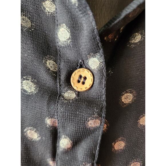 Fun & Flirt Black semi sheer button down blouse Size Medium - Picture 4 of 4